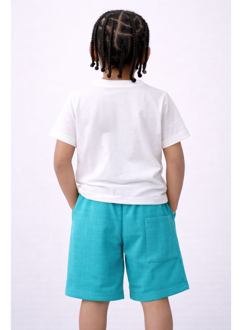 victor and jane Boys’ 2-Piece Set – “Play Happy Game” Graphic T-Shirt & Textured Shorts - Image 2